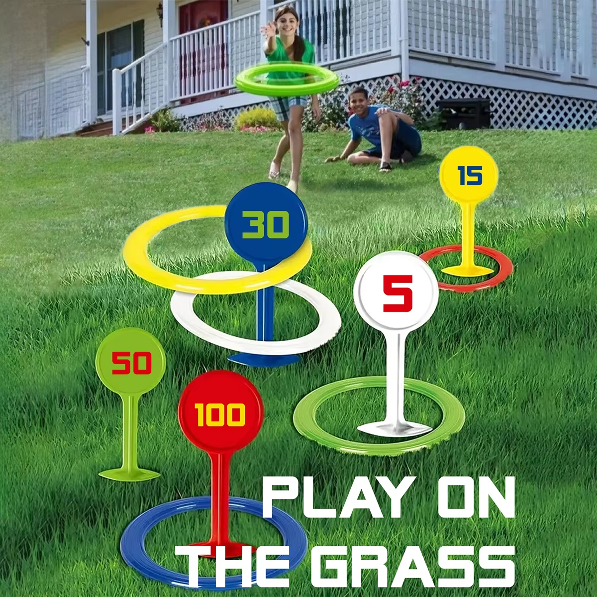 Cornhole Board Set - Beach Grass Throwing Ring Toy Children's